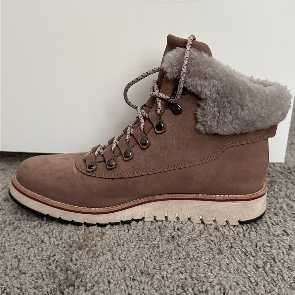 Cole Haan Grand Explore Waterproof Dusty Mauve Shearling-Lined Boots